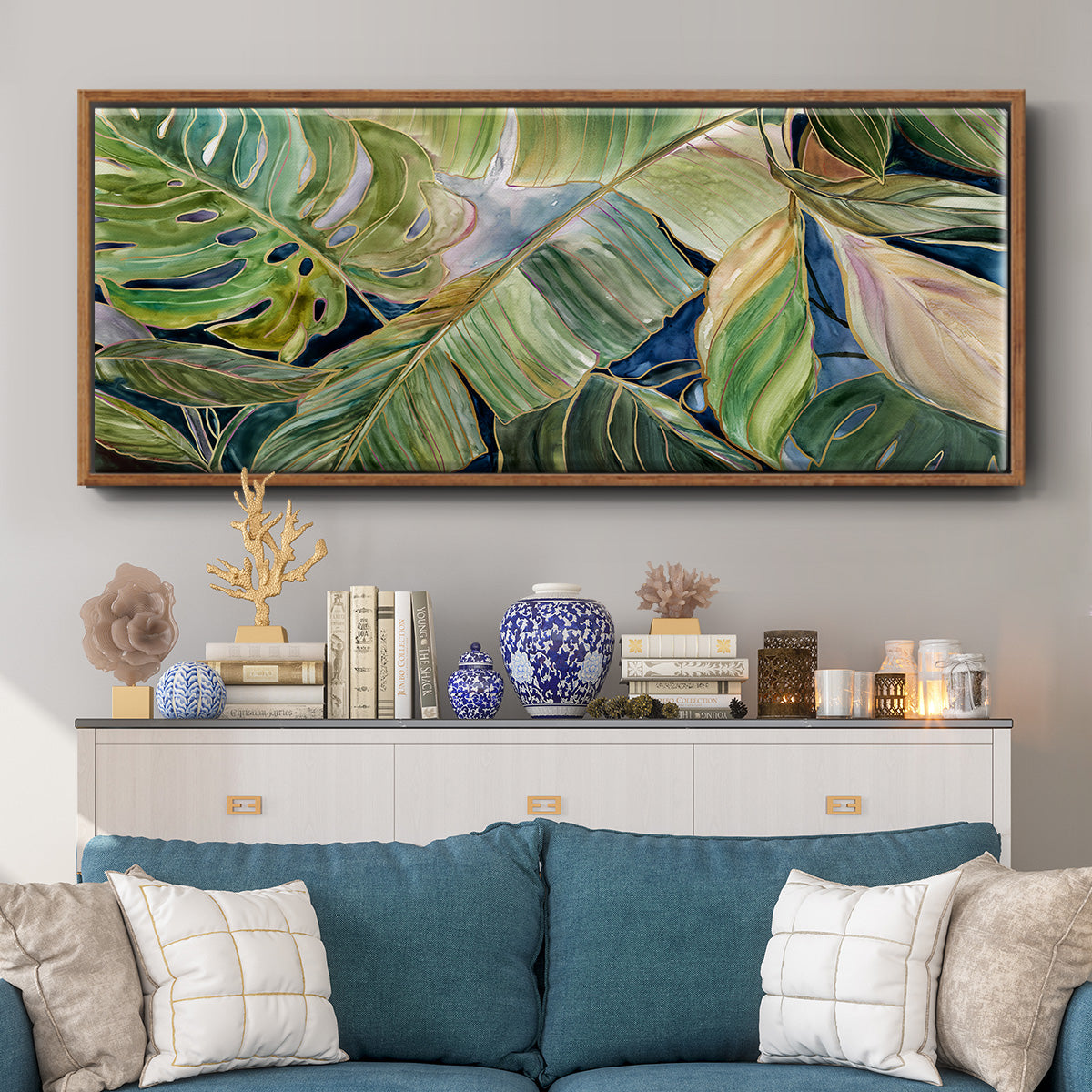 Sun Tipped Tropicals - Floater Framed Canvas Print