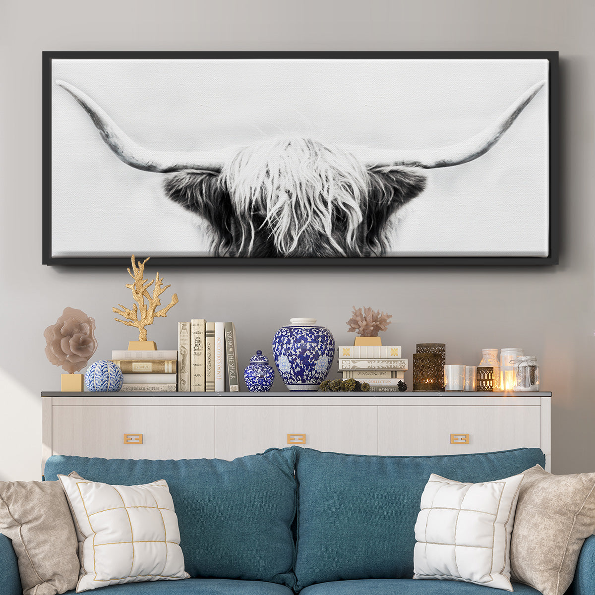Longhorn - Floater Framed Canvas Print