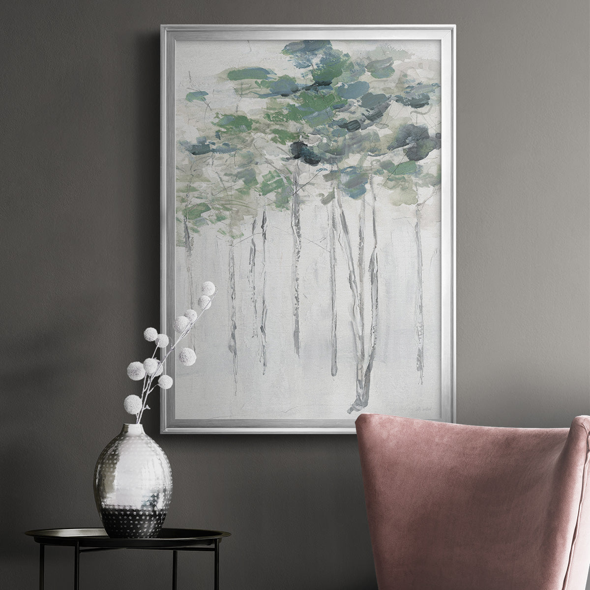 Impasto Tree Line II - Modern Framed Canvas Print