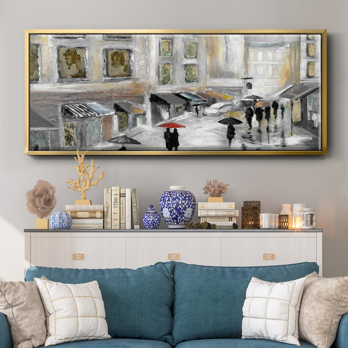Sunday Market - Floater Framed Canvas Print