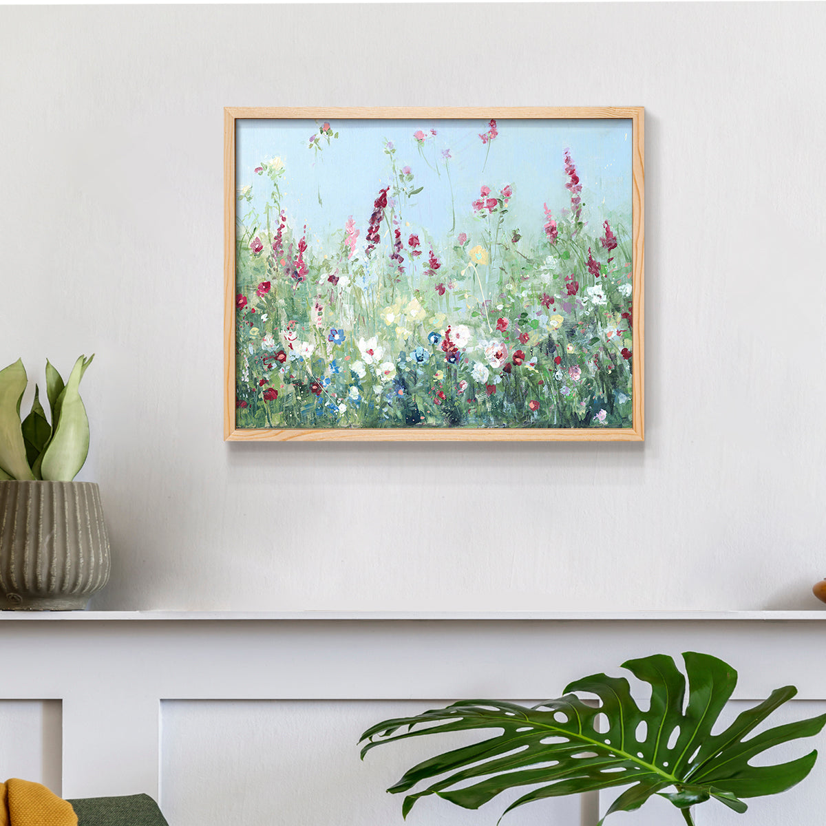 44433,wildflower,painting,landscape,meadow,flowers,nature,floral,tranquility,blue sky,colorful blooms,spring,artwork,garden,close-up,day scene,brush strokes,natural beauty,environment,botanical,flora,creative,serene,beauty,home decor,contemporary,visual art,scenic,summer,color palette,vivid,natural light,scenic view,inspiration,art gallery,elegant,Re-stickable,Plants & Flowers