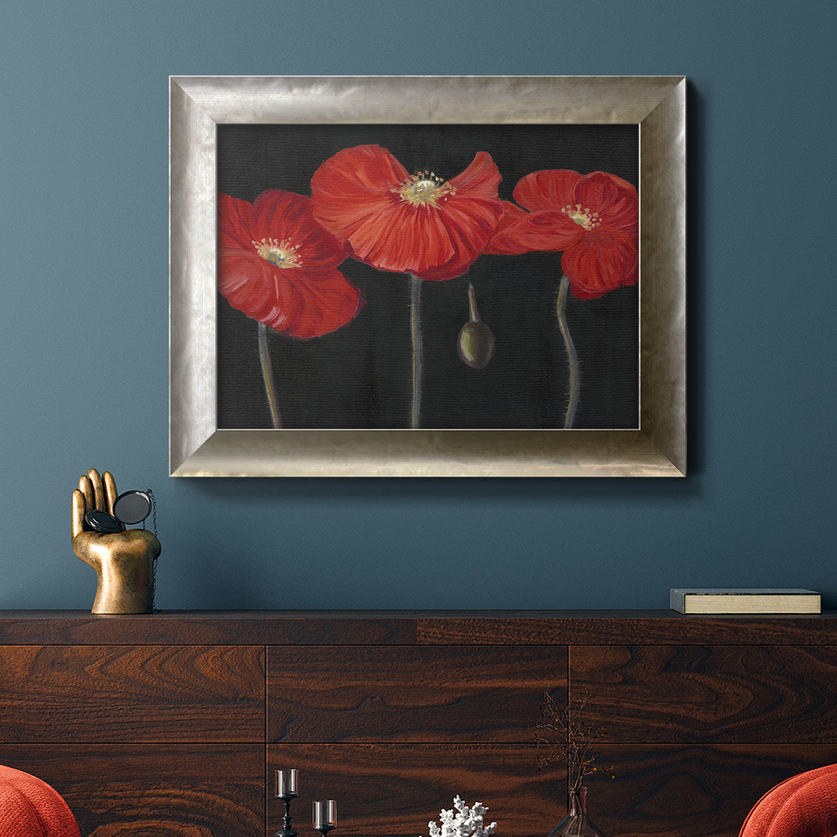 Poppy Trio I Premium Framed Canvas- Ready to Hang