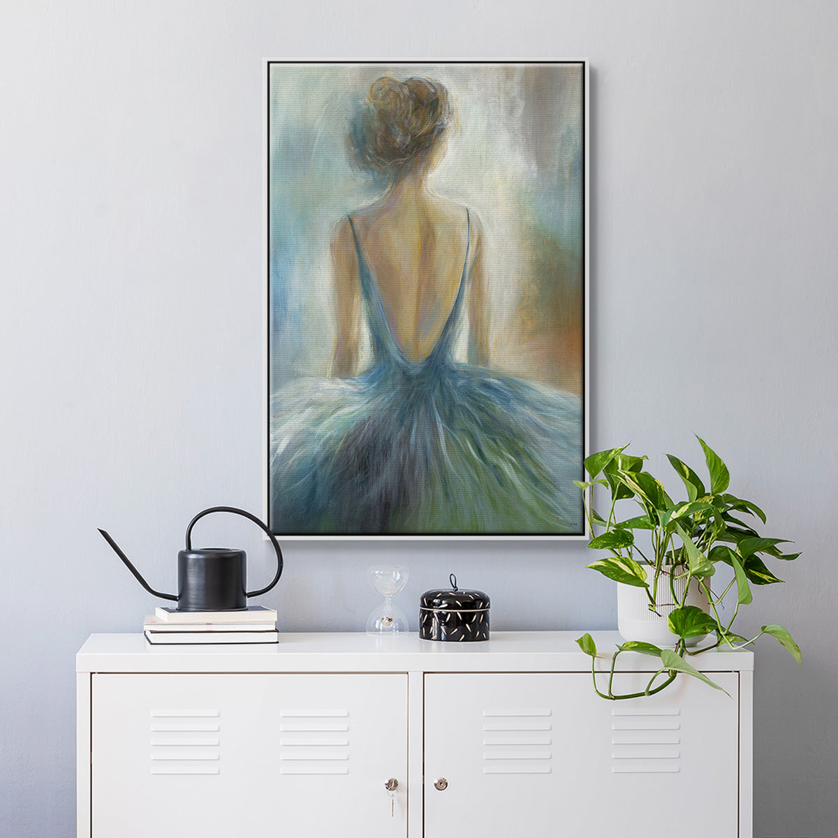 Lady in Blue Framed Premium Gallery Wrapped Canvas - Ready to Hang