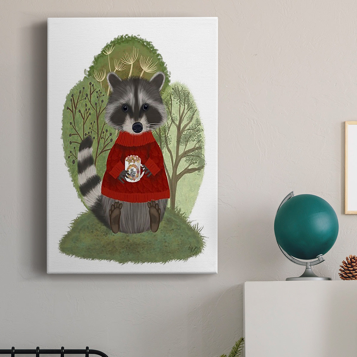 Hot Chocolate Raccoon - Canvas Art Print