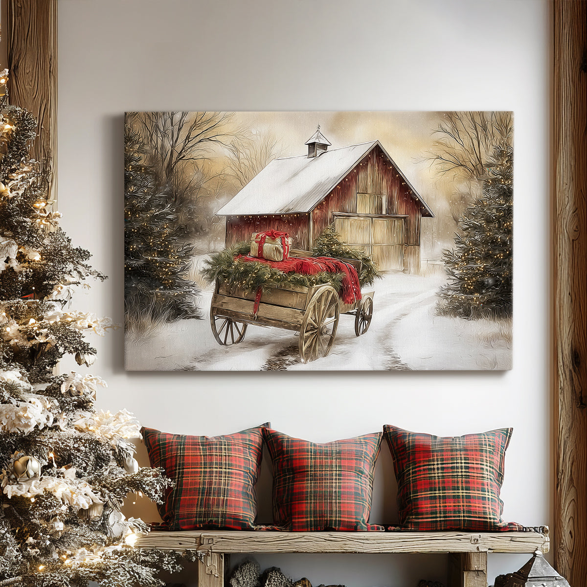 Warm Lantern Carols Lane - Canvas Art Print