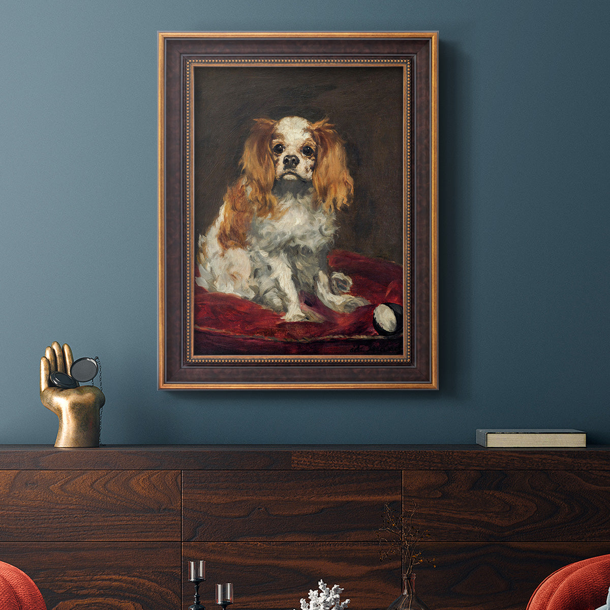 A King Charles Spaniel - Ornate Framed Canvas Print