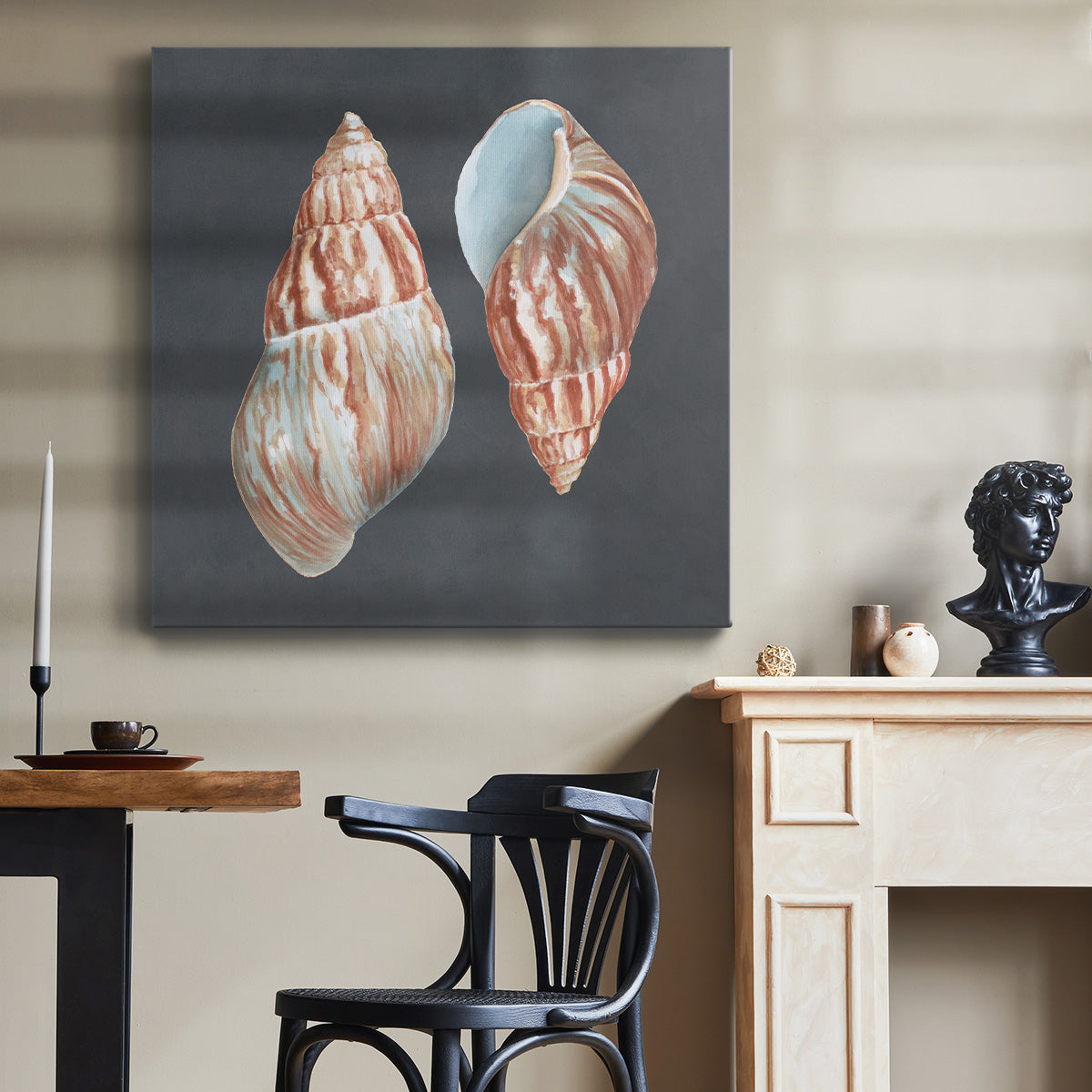 Shell on Slate V - Canvas Art Print