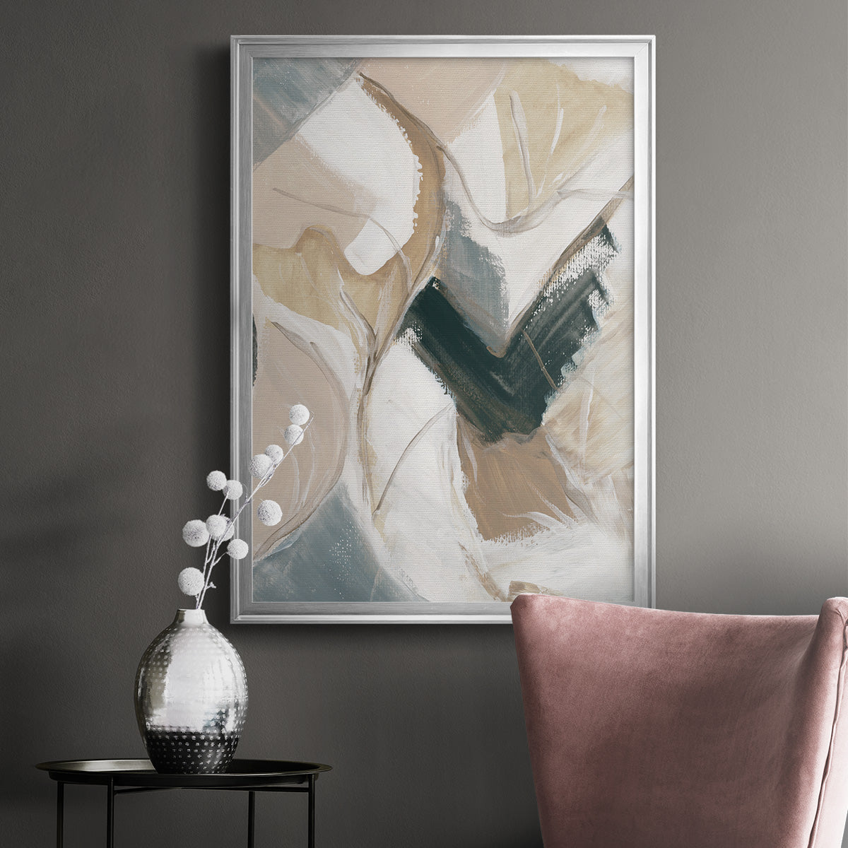 Marble Lines II - Modern Framed Canvas Print
