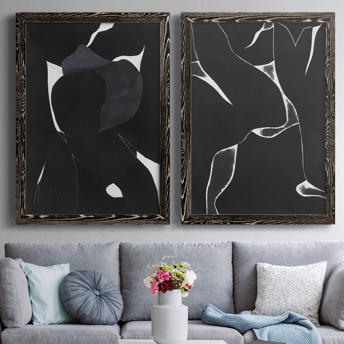 Night Bloom I - Premium Framed Canvas 2 Piece Set - Ready to Hang