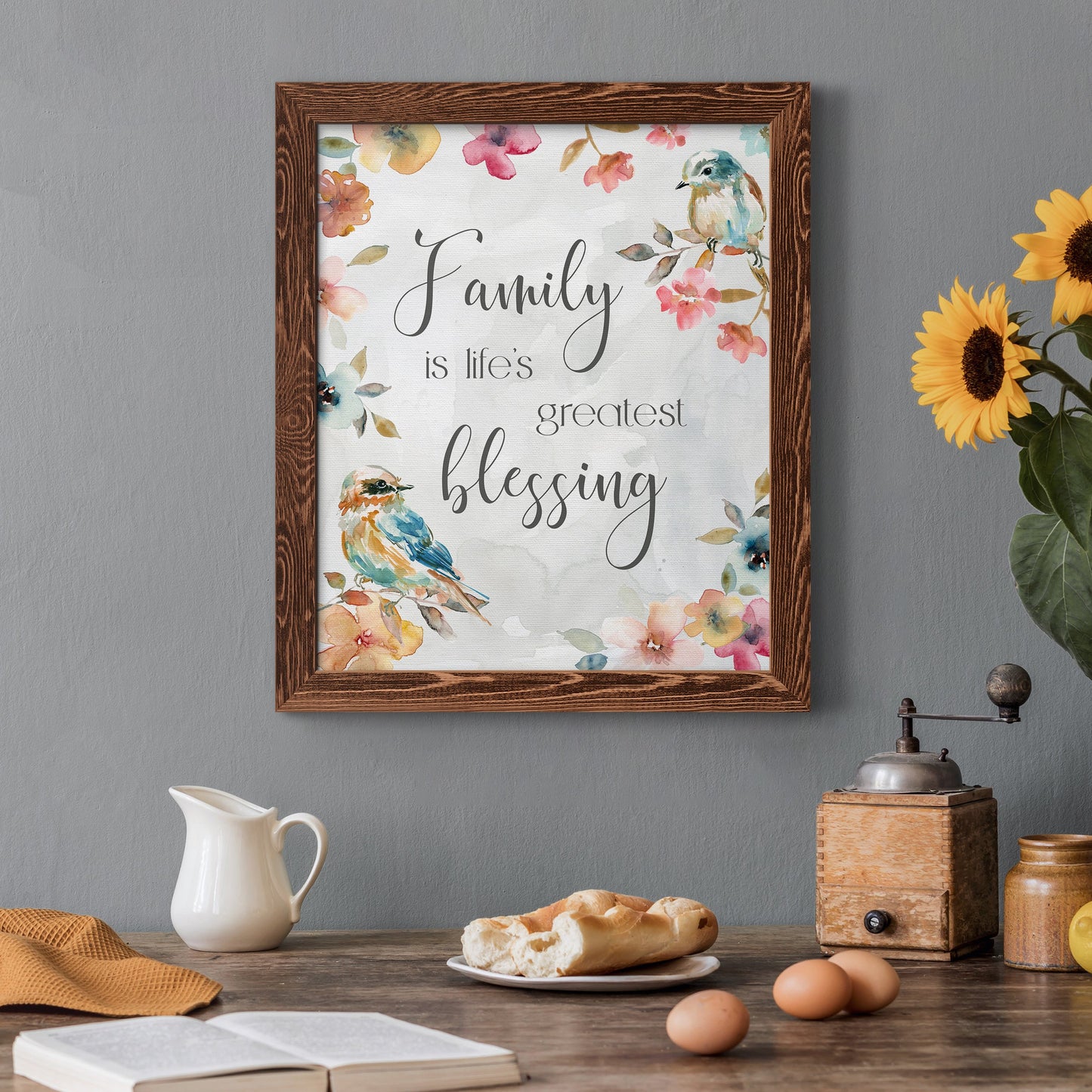 Spring Bird Blessing - Barnwood Framed Canvas Print