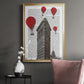 Flat Iron Building and Red Hot Air Balloons - Modern Framed Canvas Print