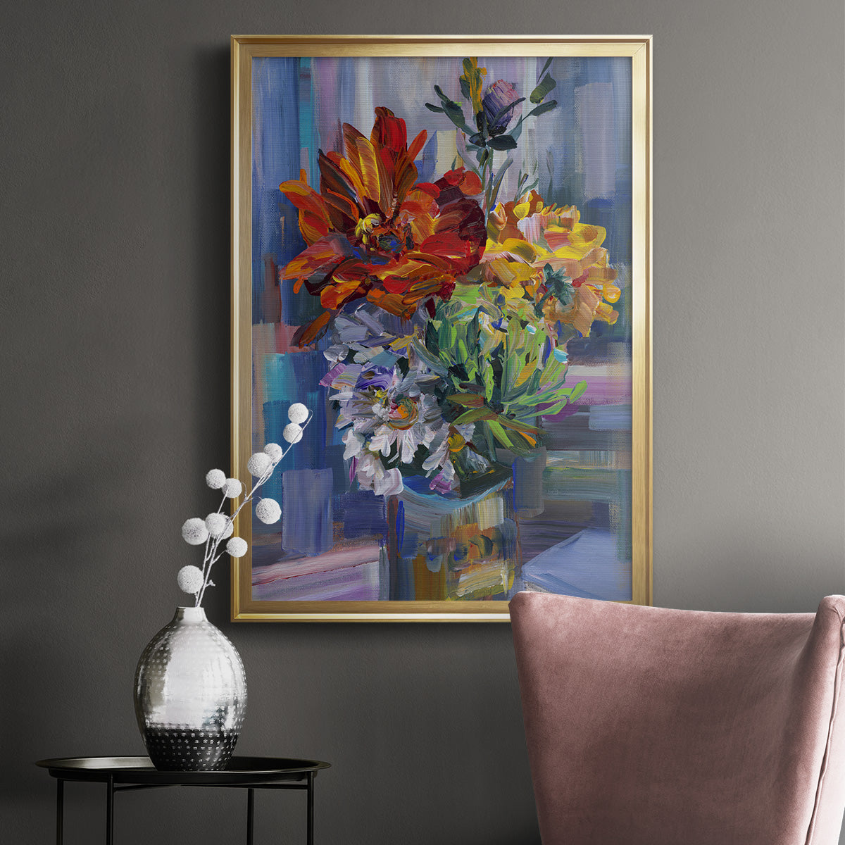Modern Bouquet - Modern Framed Canvas Print