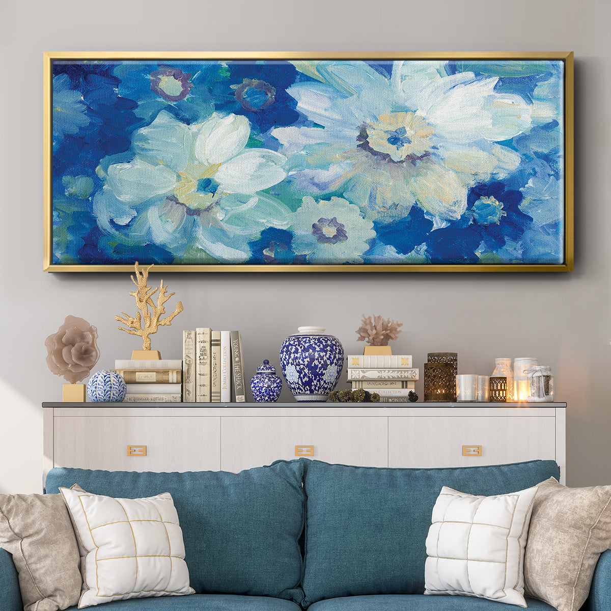 Blue Nocturne I - Floater Framed Canvas Print