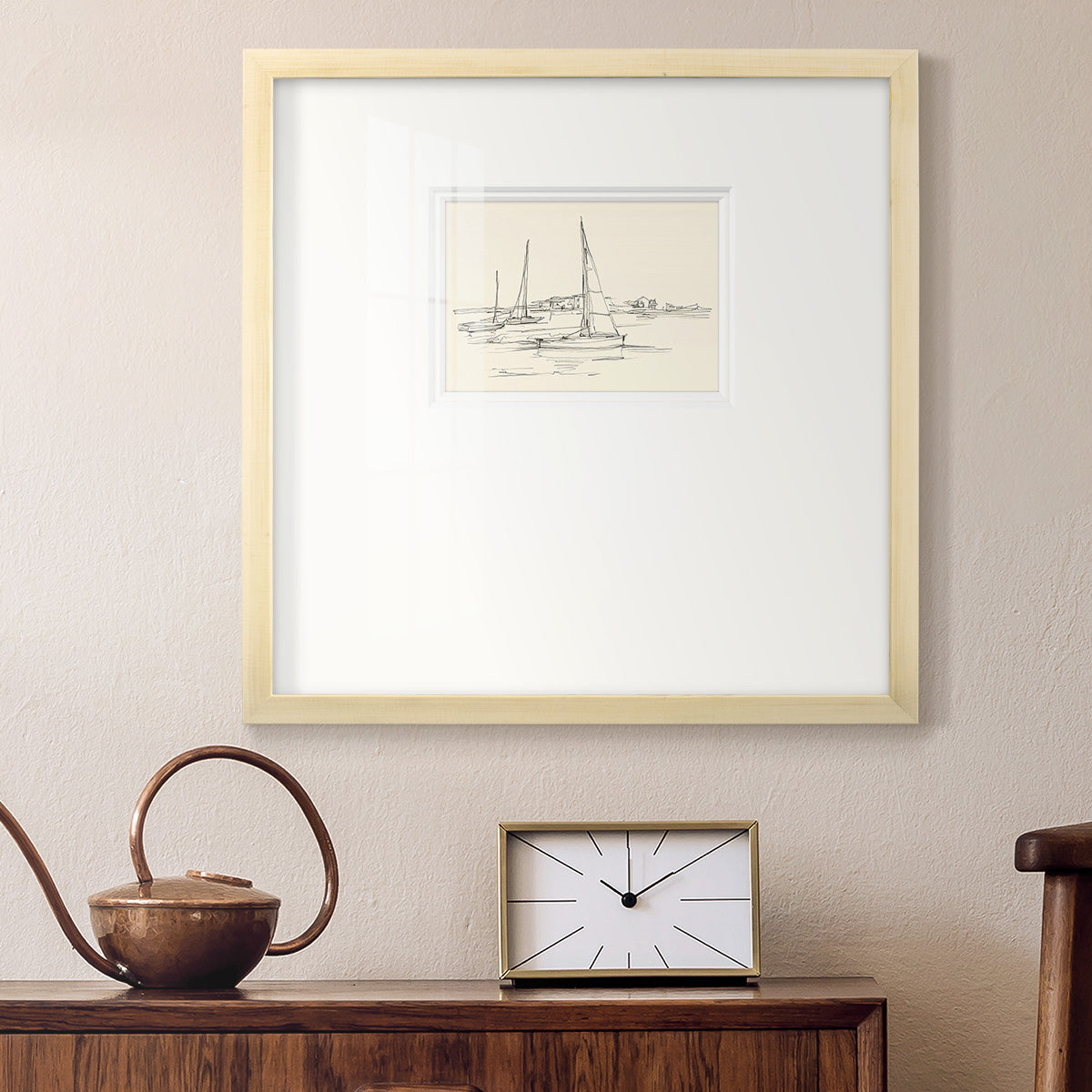 Coastal Contour Sketch I Premium Framed Print Double Matboard