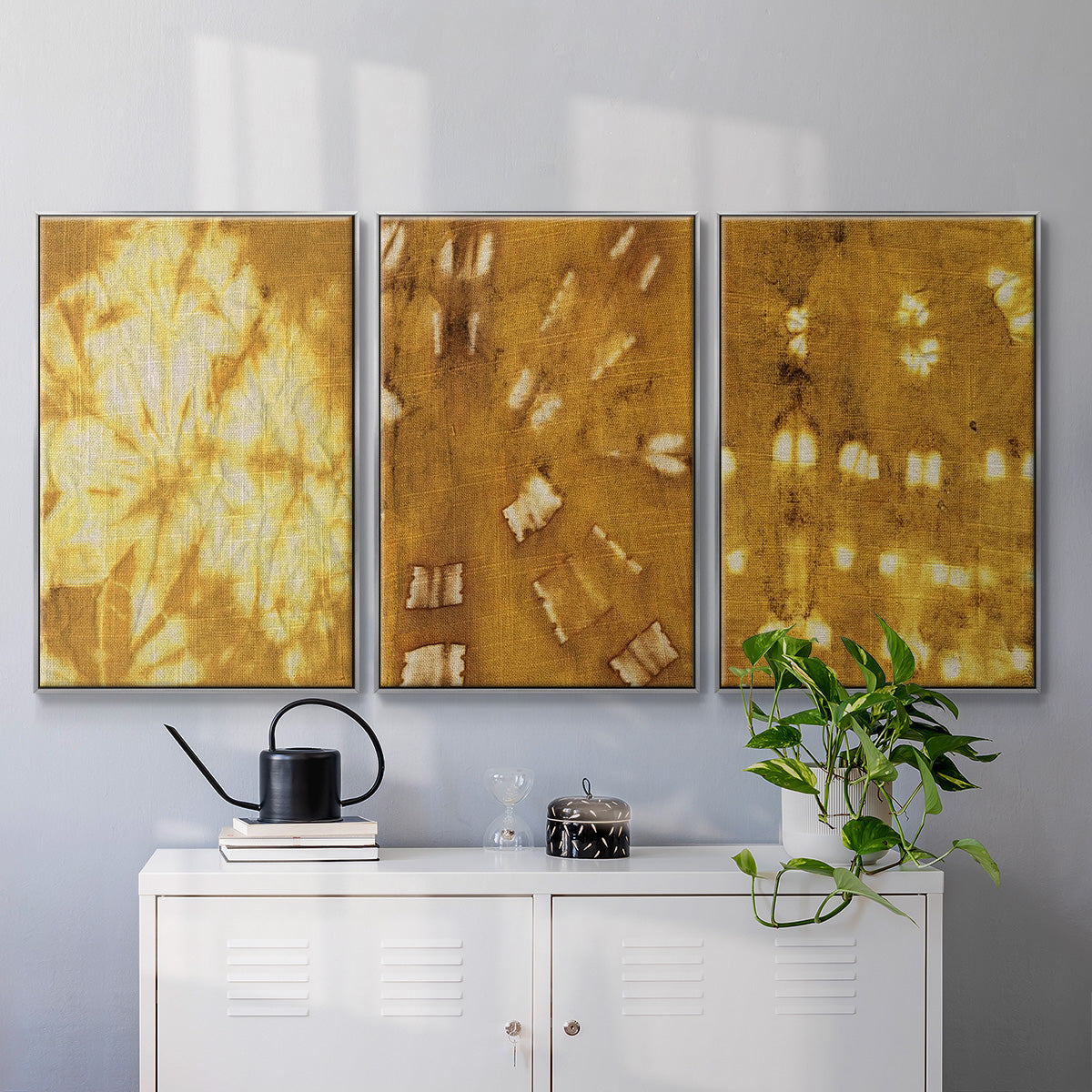 Turmeric Sunrise I - Framed Premium Gallery Wrapped Canvas L Frame 3 Piece Set - Ready to Hang