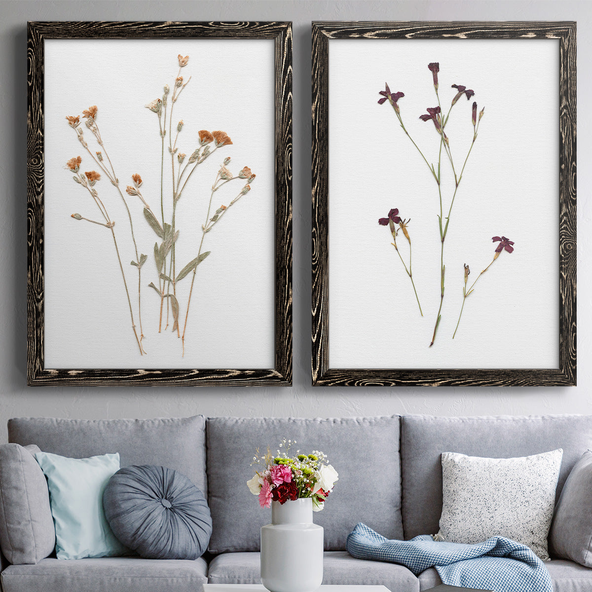 Pressed Botanical I - Premium Framed Canvas 2 Piece Set - Ready to Hang