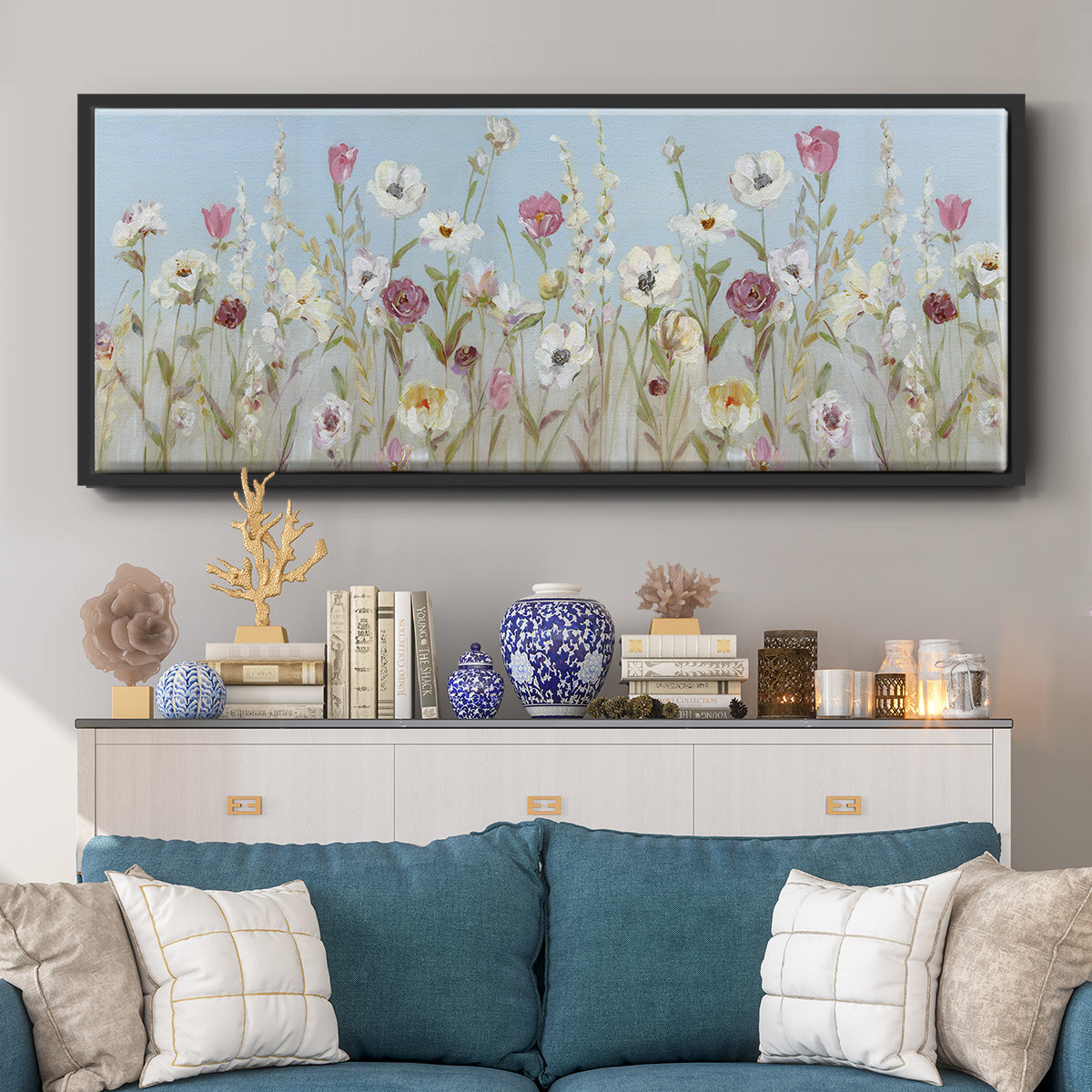 Meadow Spring Blooms - Floater Framed Canvas Print