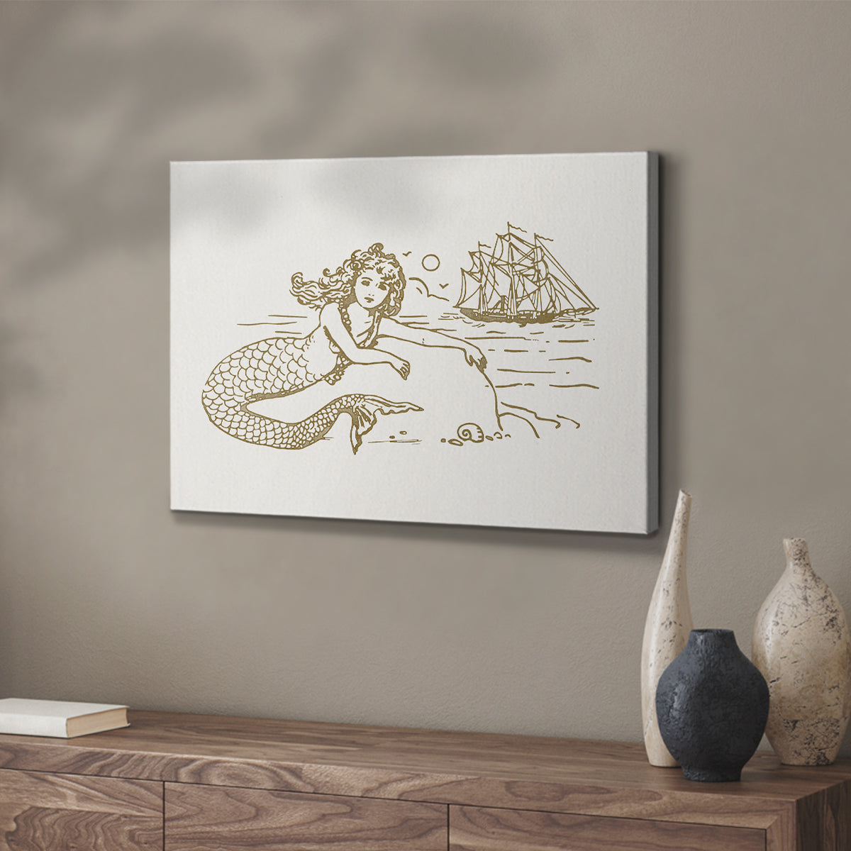Sunning Mermaid I - Canvas Art Print