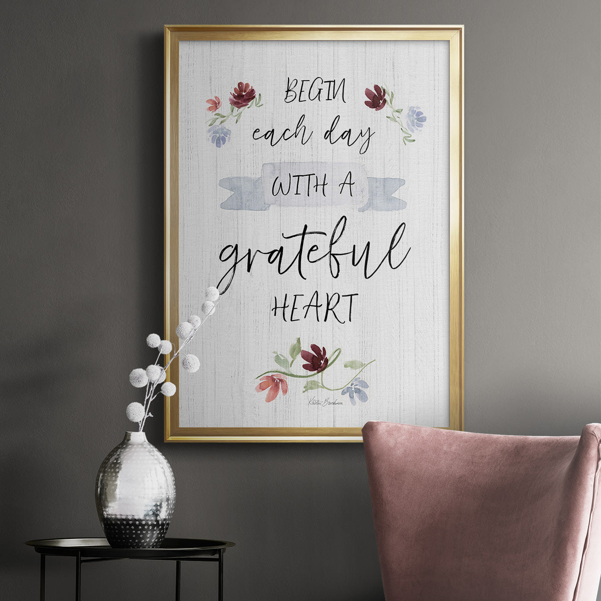 Grateful Heart - Modern Framed Canvas Print