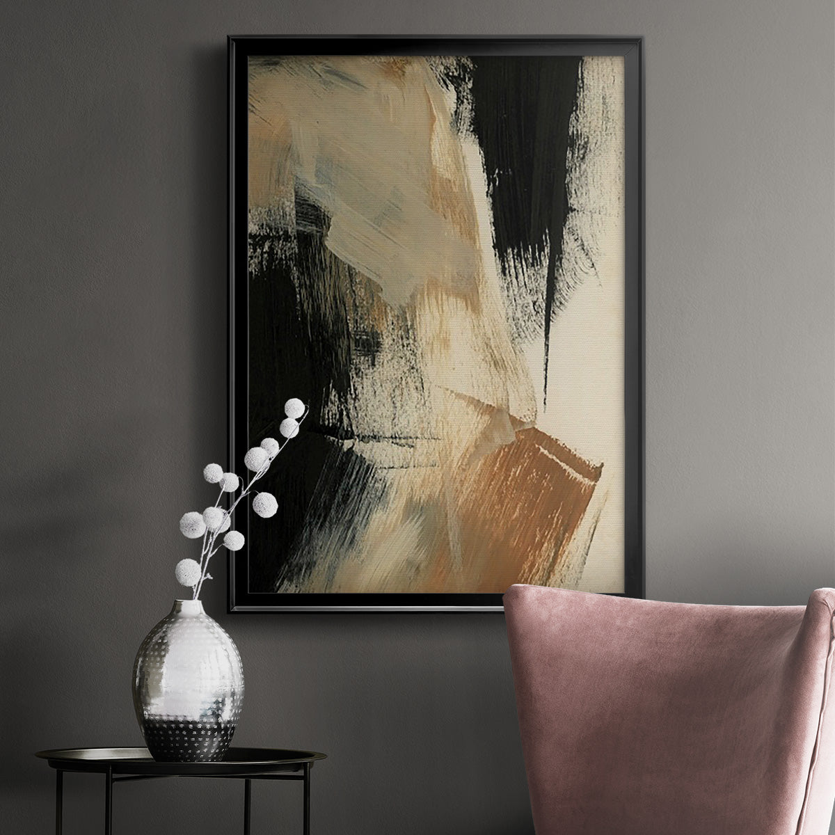 Baked Paintstrokes V - Modern Framed Canvas Print