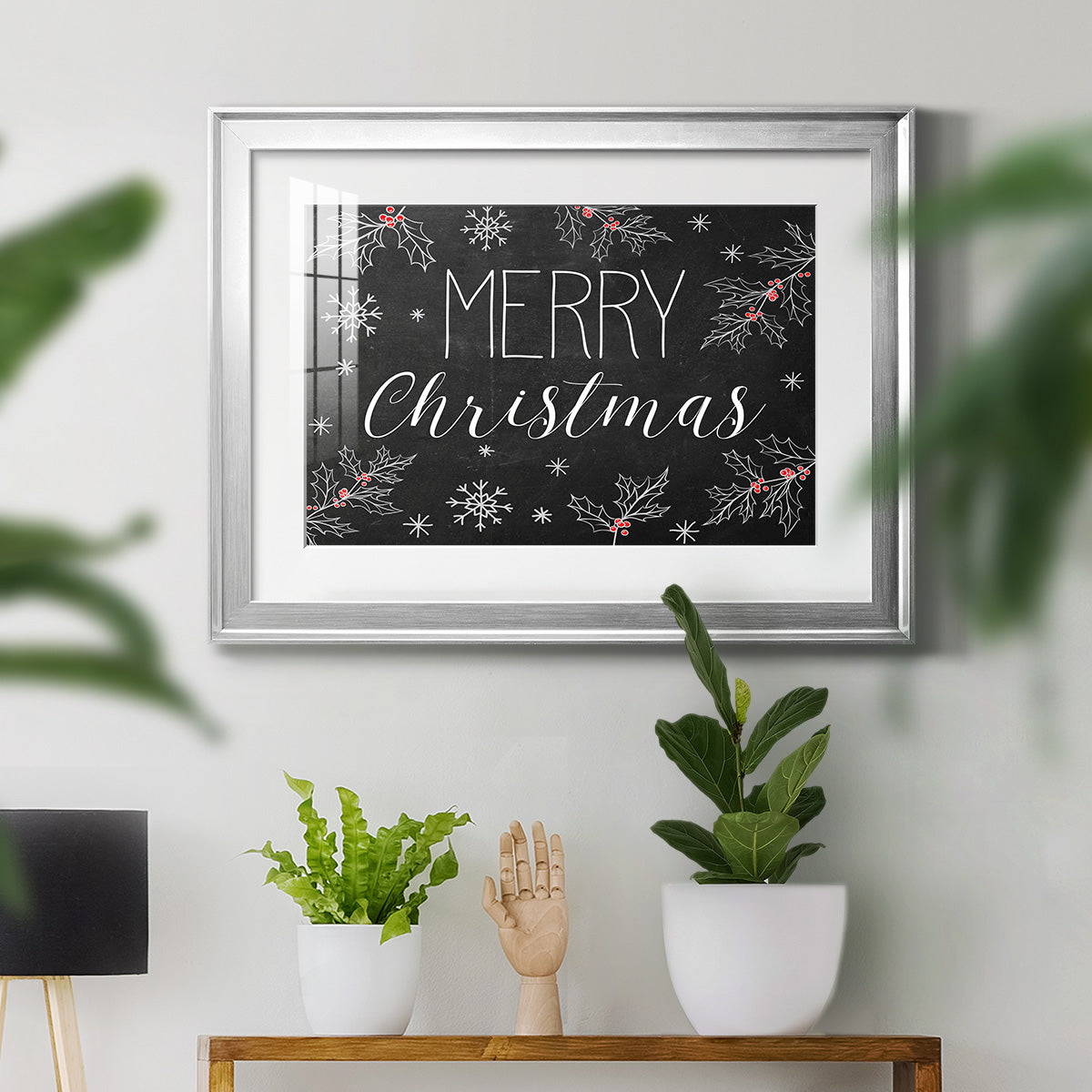 Merry Christmas Chalkboard - Modern Framed Art Print
