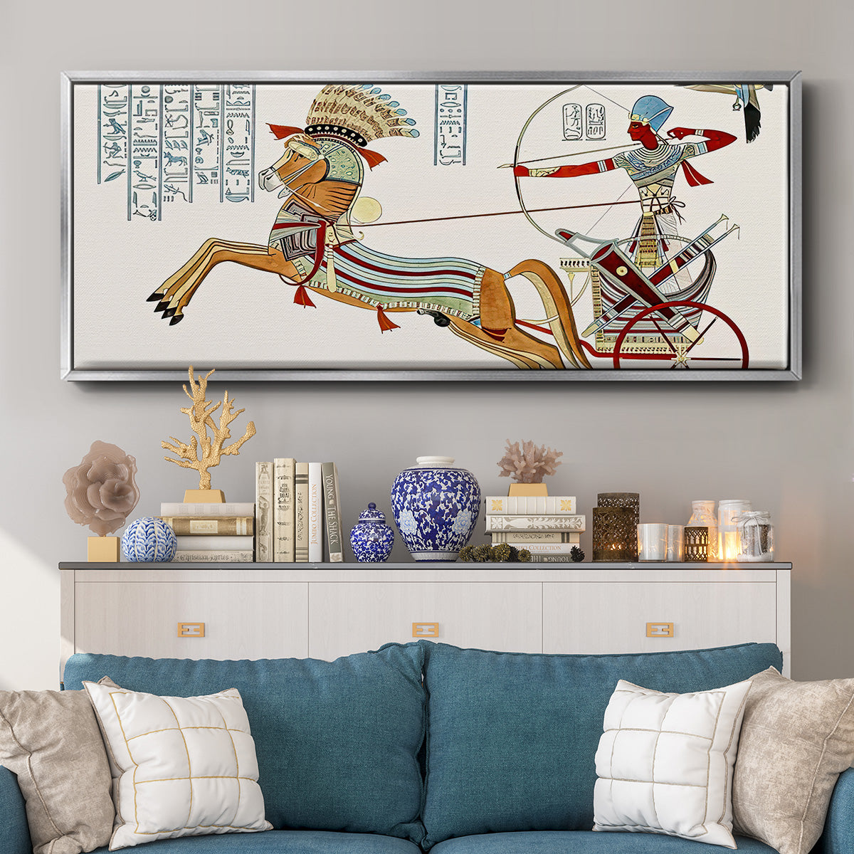 Egyptian Chariots I - Floater Framed Canvas Print