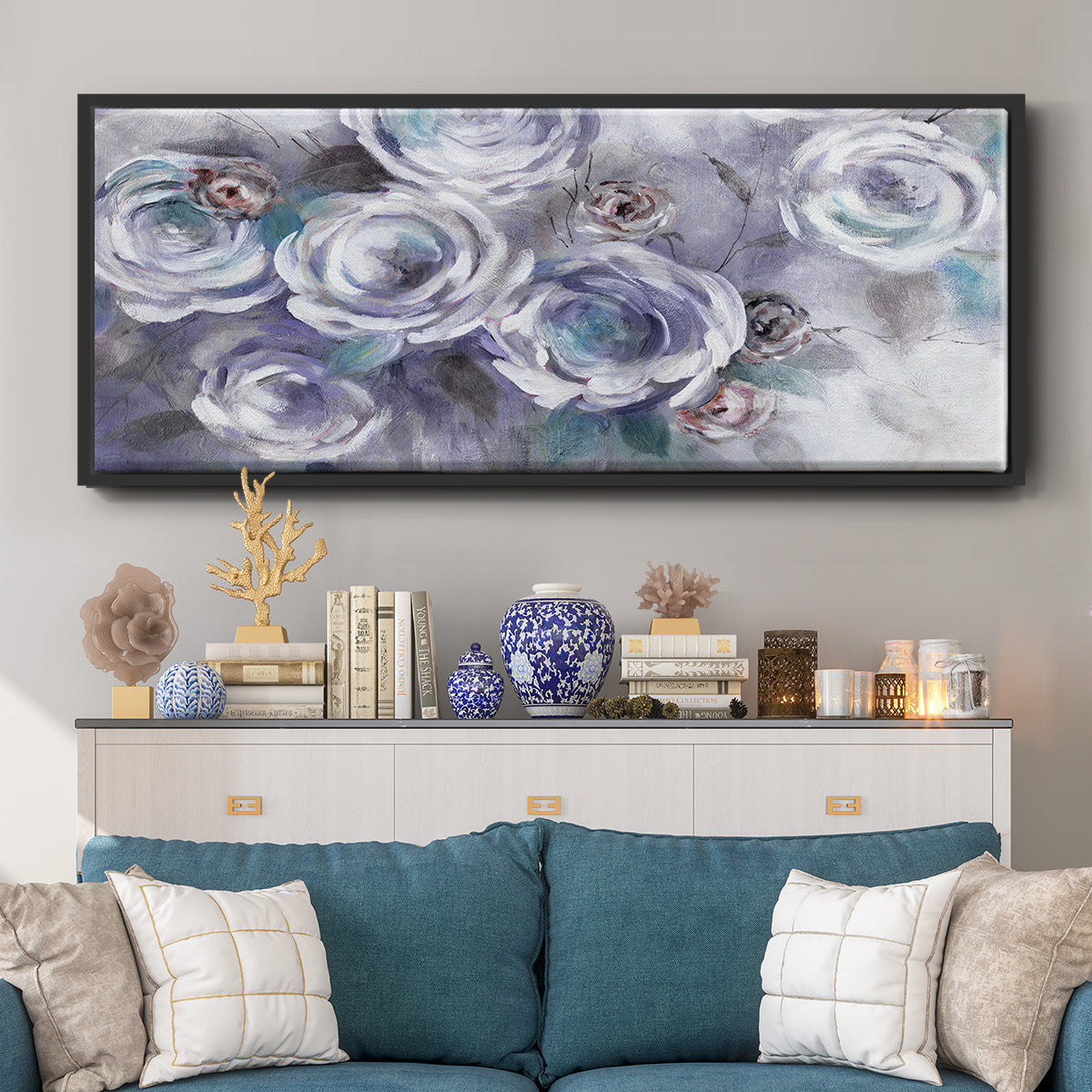 Iced Flowers - Floater Framed Canvas Print