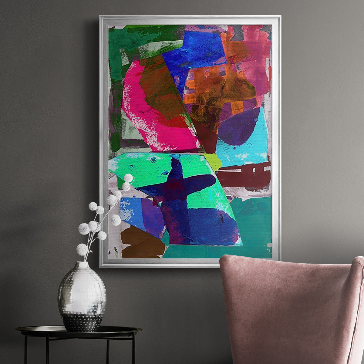 Brights Strokes III - Modern Framed Canvas Print