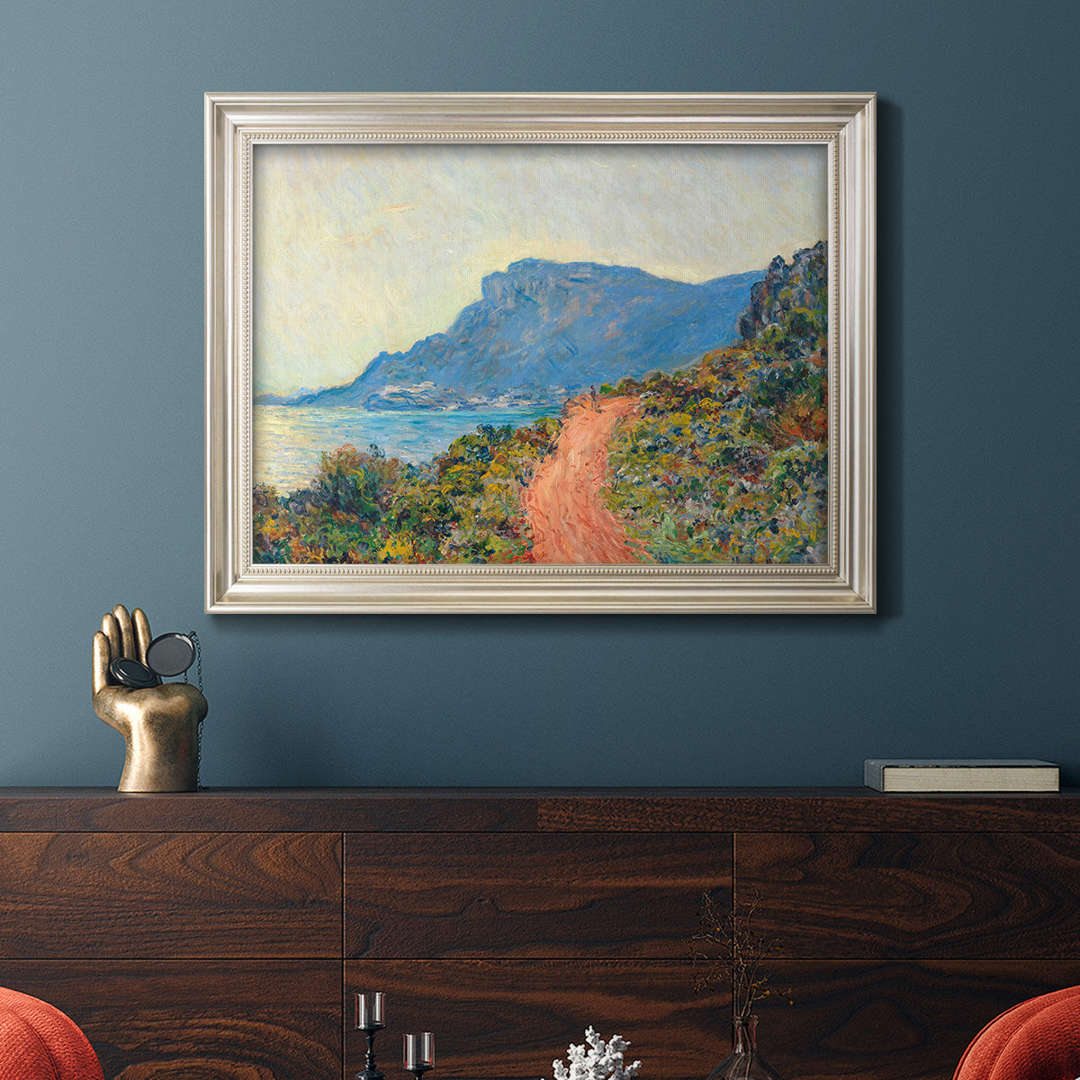 Affiche La Corniche près de Monaco Peinture - Ornate Framed Canvas Print