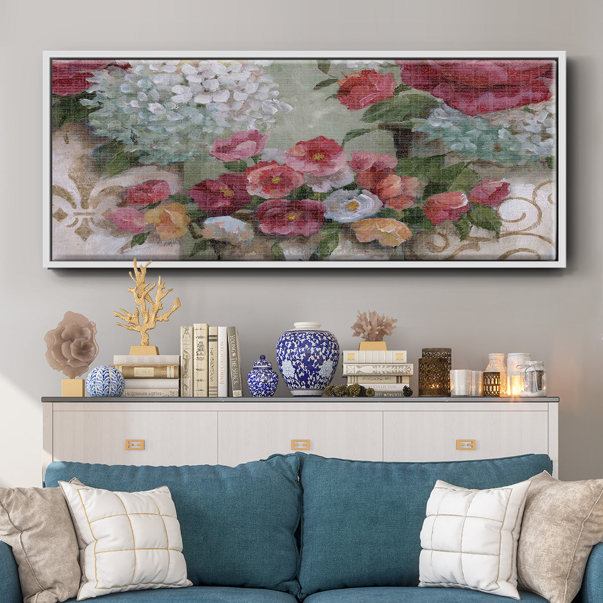 Contained Blooms - Floater Framed Canvas Print