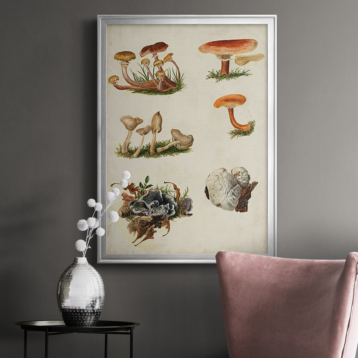 Mushroom Species X - Modern Framed Canvas Print
