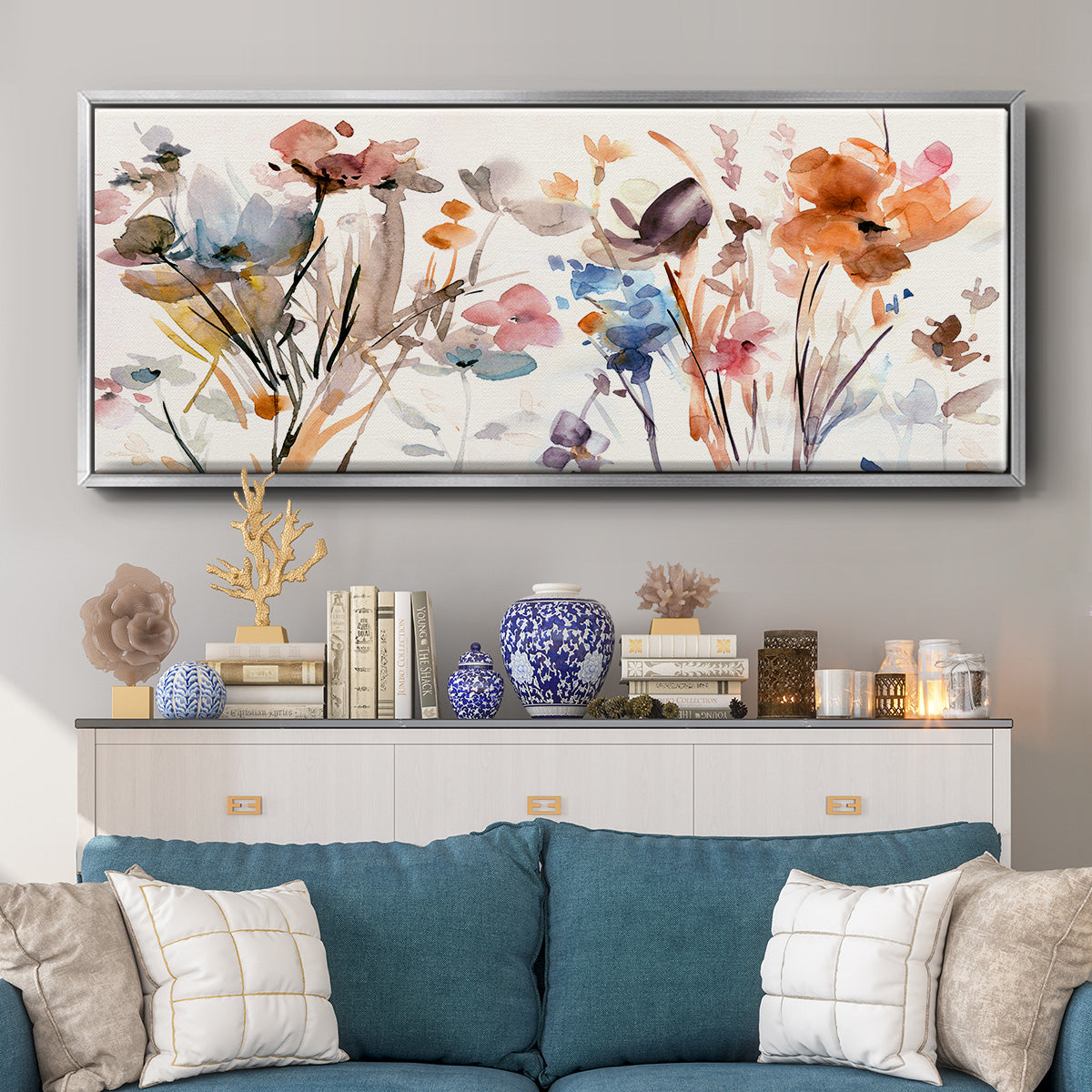 Pop Garden - Floater Framed Canvas Print