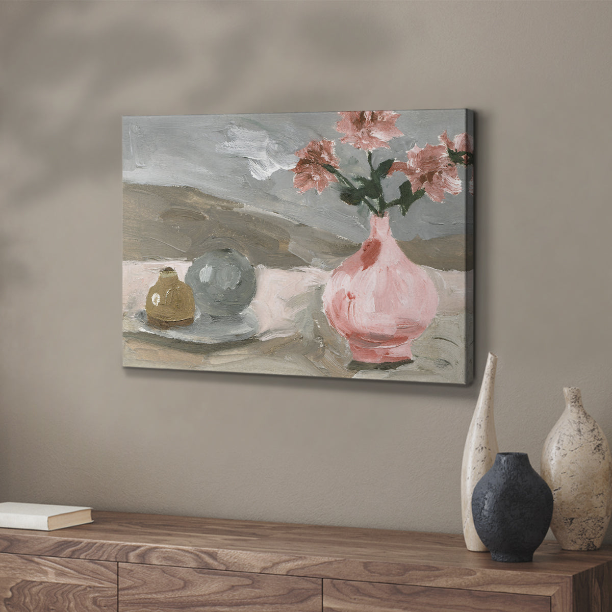 Vase of Pink Flowers VI - Canvas Art Print