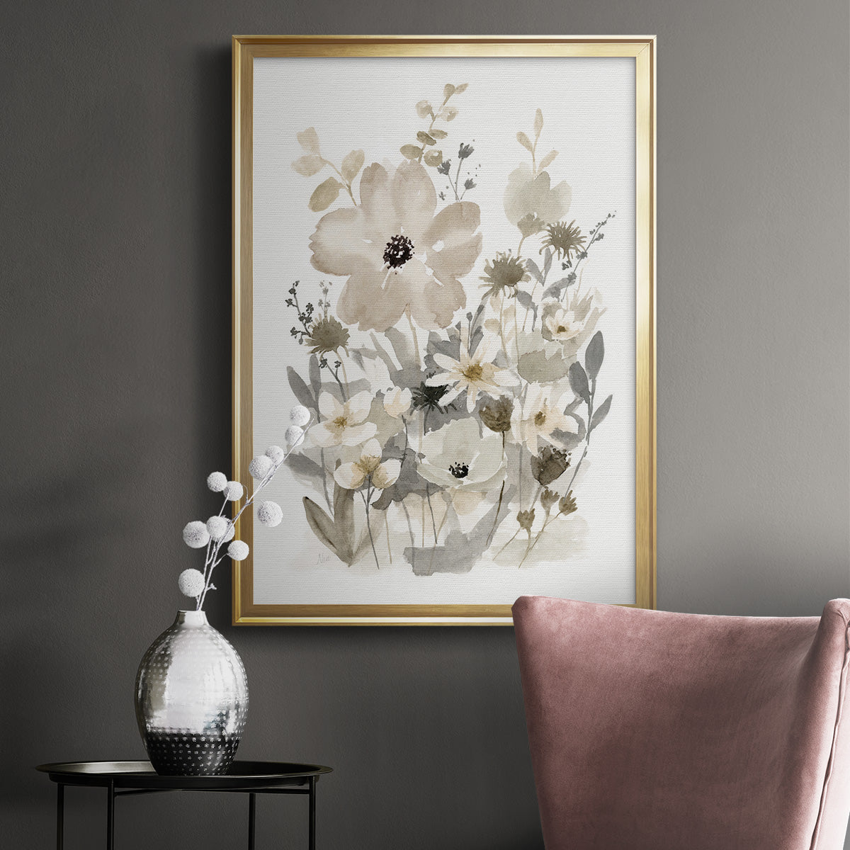 Neutral Nature I - Modern Framed Canvas Print