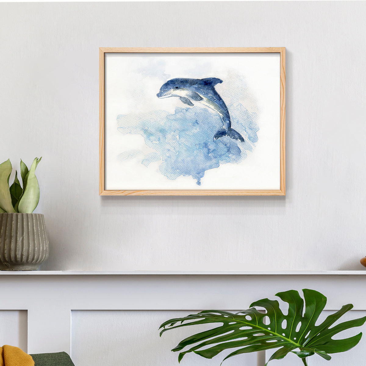 45574,dolphin,ocean,water,sunrise,jumping,coastal,serenity,artwork,watercolor,marine life,nature,tranquility,waves,blue,artwork frame,joyful,animal,beach,shores,wildlife,beauty,horizon,sea,playful,painting,aquatic,colorful,abstract,creative,outdoor,natural,landscape,decor,design,craftsmanship,inspiration,fluidity,movement,Re-stickable,Nautical & Beach