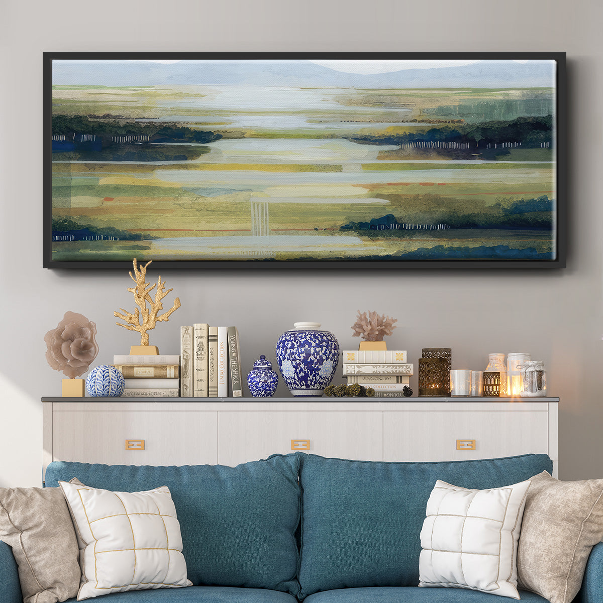 Lime Strata I - Floater Framed Canvas Print