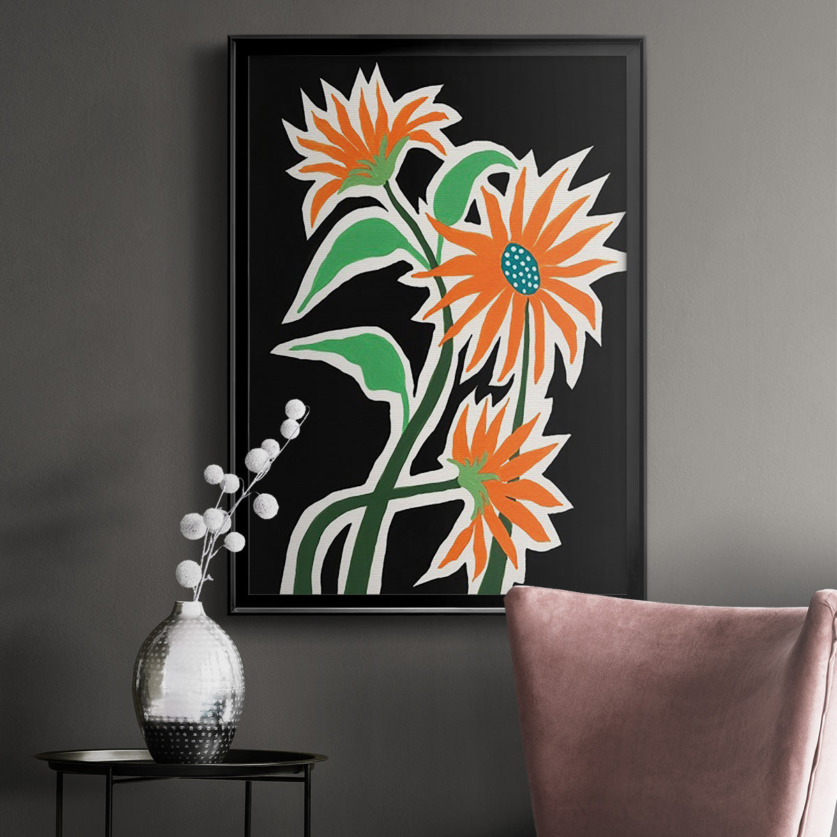 Pop Flowers III - Modern Framed Canvas Print