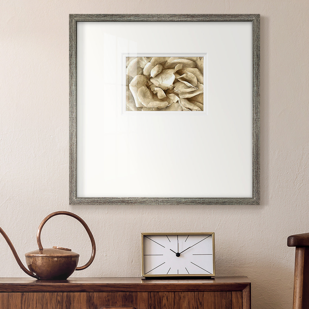 Neutral Wall Flower II - Double Matboard Framed Print