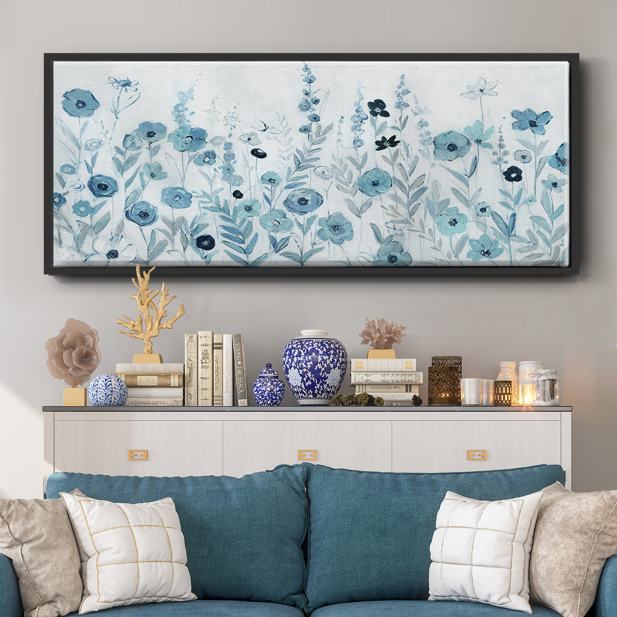 Endless Field of Blue - Floater Framed Canvas Print