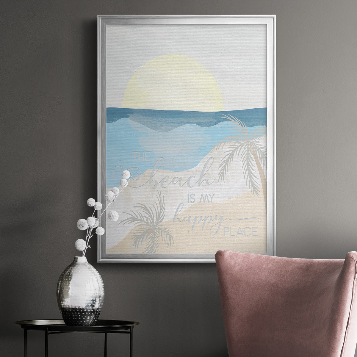 Happy Place - Modern Framed Canvas Print