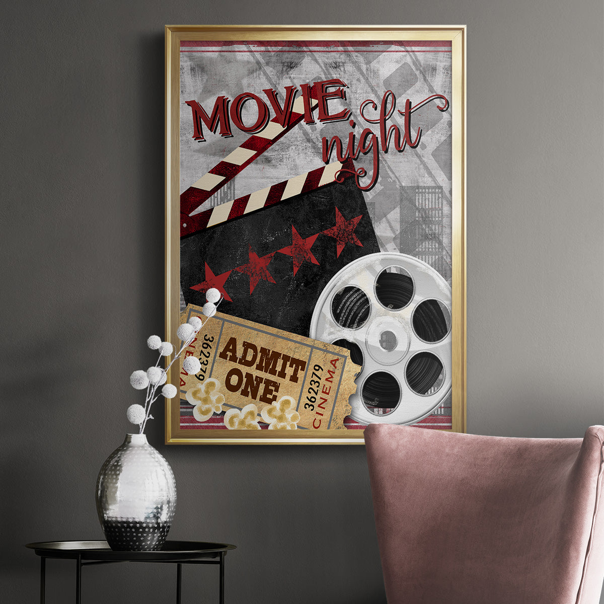 Movie Night II - Modern Framed Canvas Print