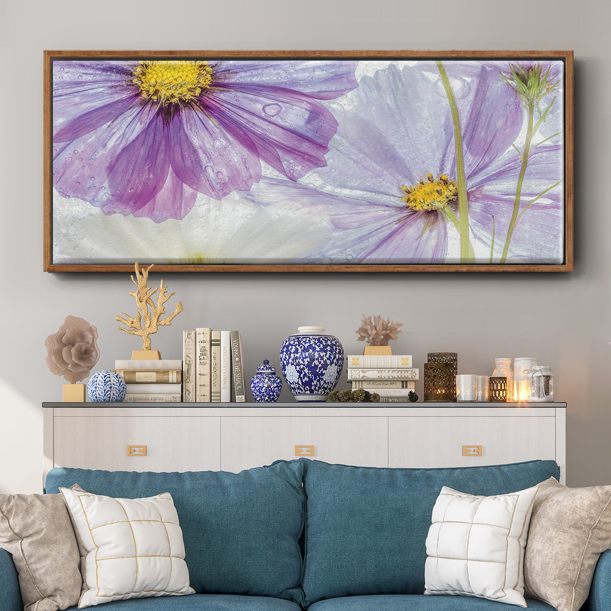 Frozen Floral II - Floater Framed Canvas Print