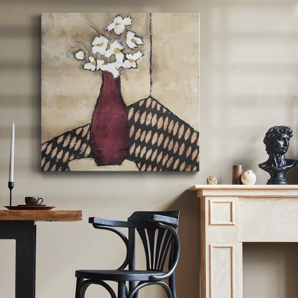 Retro Red Vase - Canvas Art Print