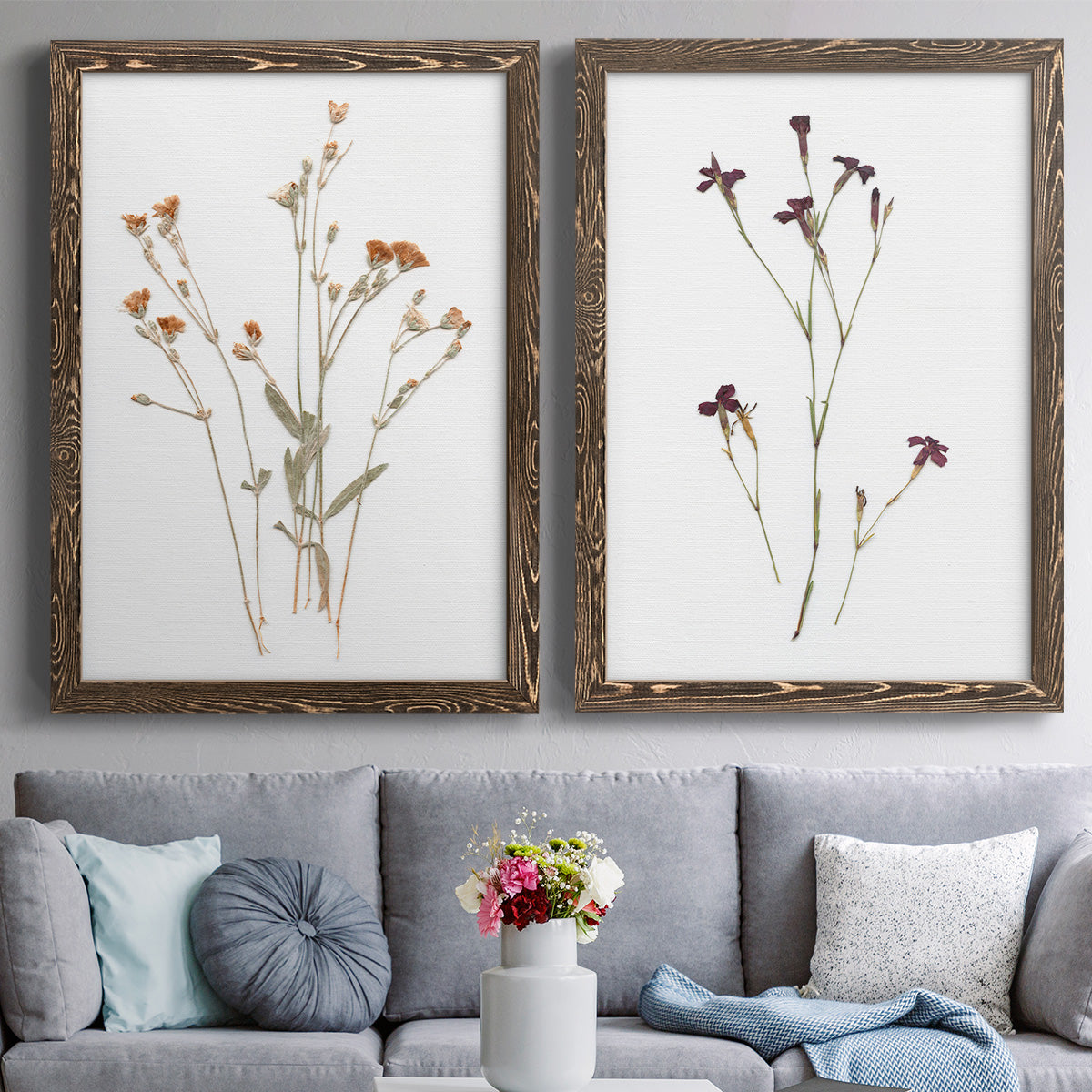 Pressed Botanical I - Premium Framed Canvas 2 Piece Set - Ready to Hang