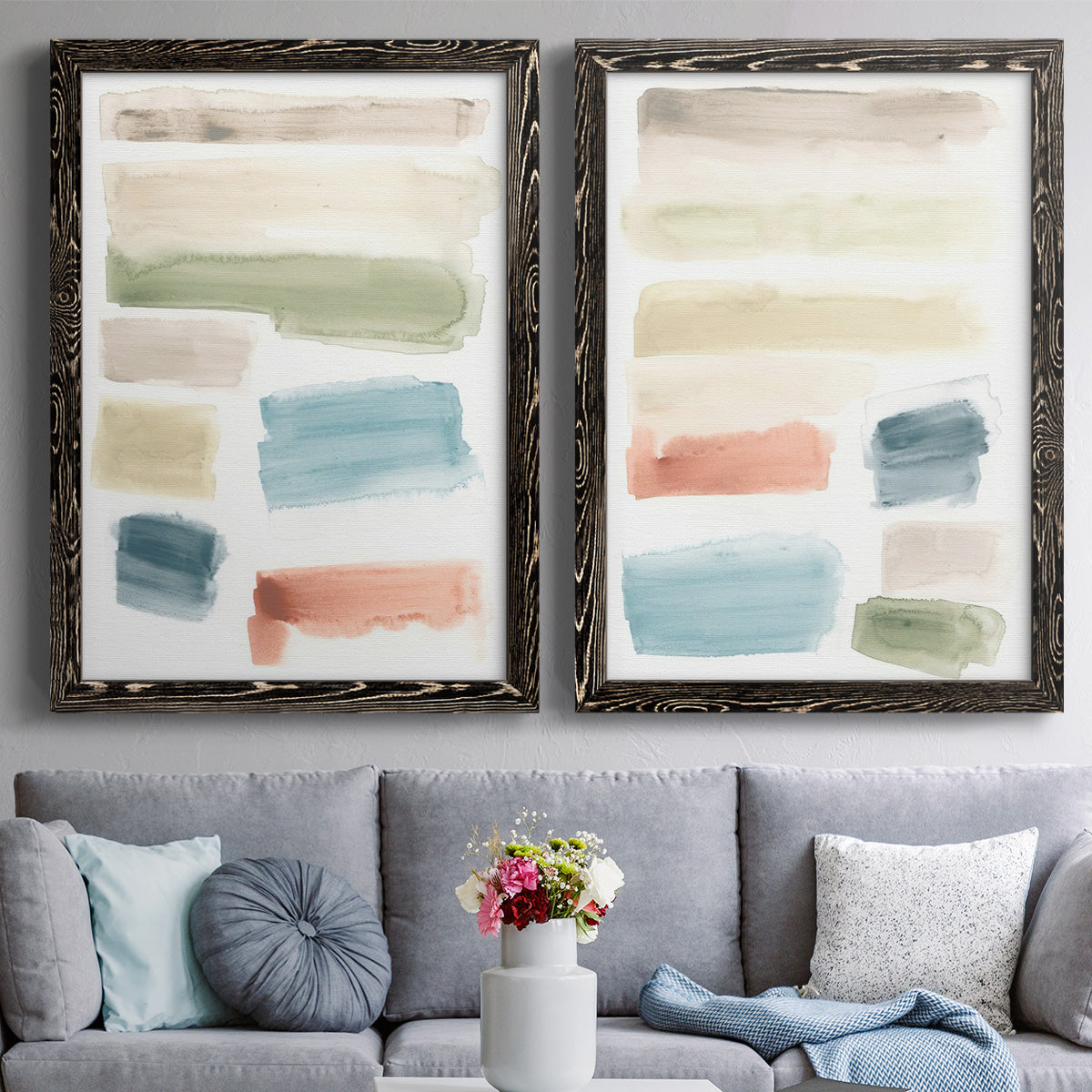 Watercolor Swatches I - Premium Framed Canvas 2 Piece Set - Ready to Hang