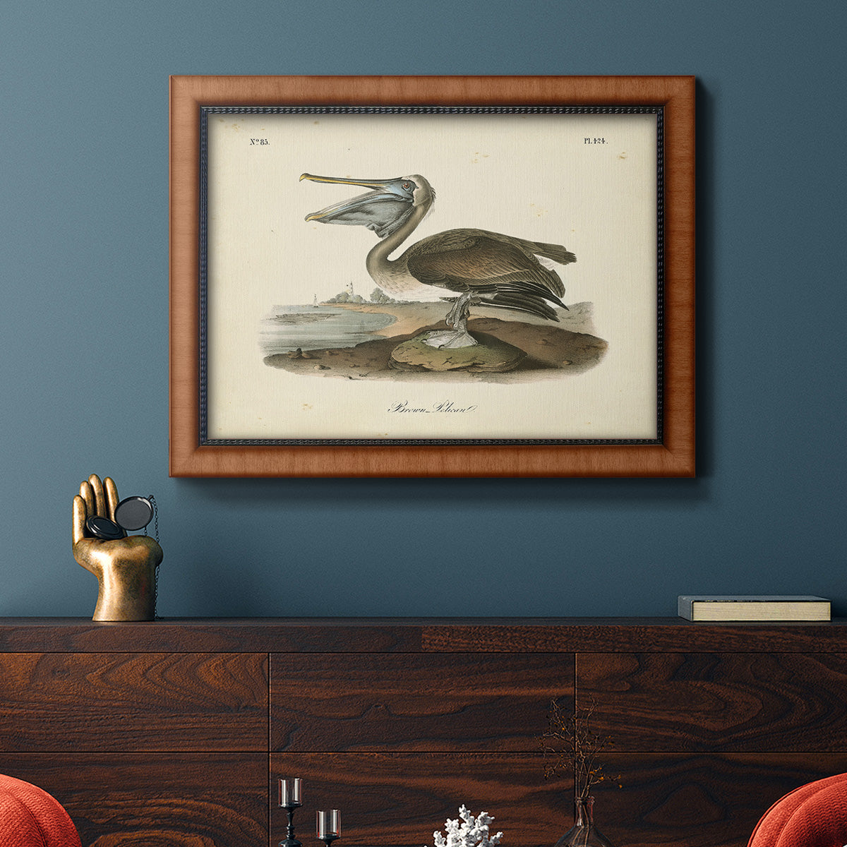 Audubons Brown Pelican - Ornate Framed Canvas Print