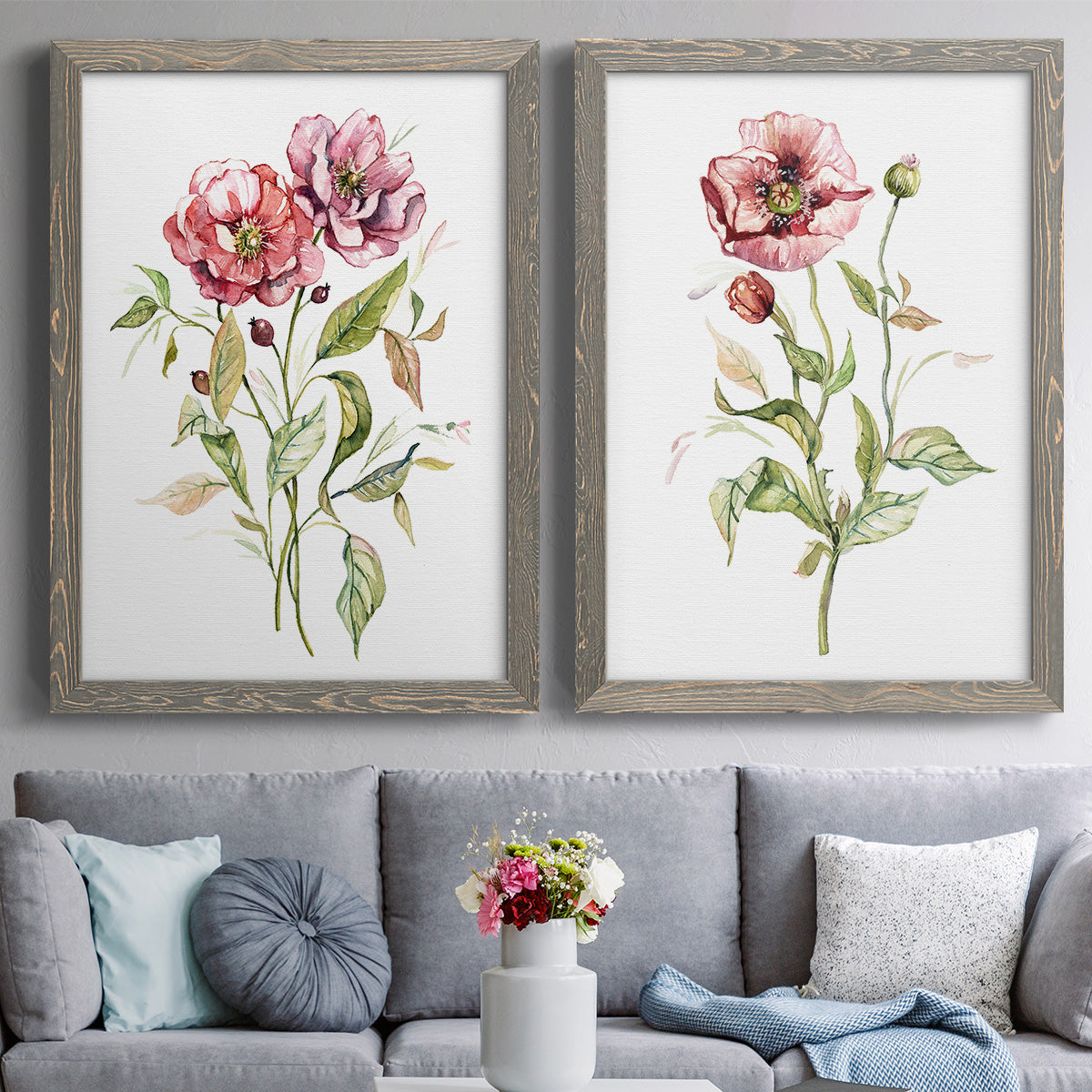 Wild Roses - Premium Framed Canvas 2 Piece Set - Ready to Hang