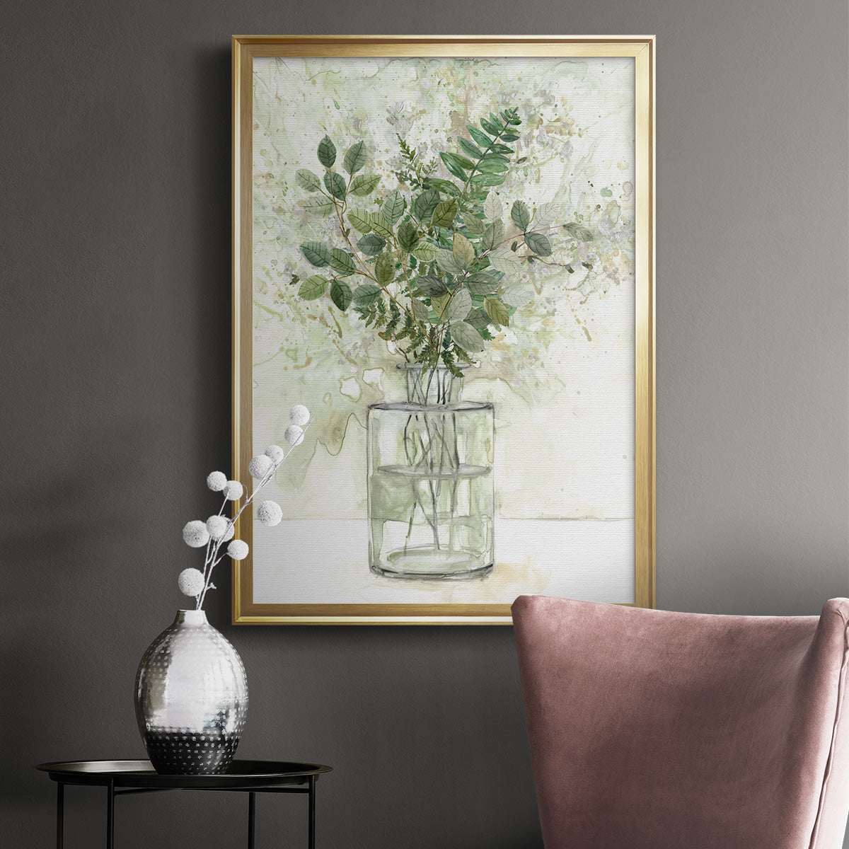 Delicate Greenery I - Modern Framed Canvas Print