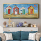 Bright Beach Huts - Floater Framed Canvas Print