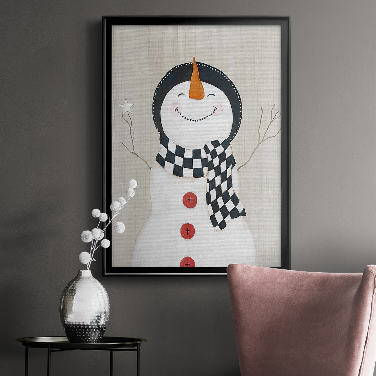 Festive Snowman II - Modern Framed Canvas Print